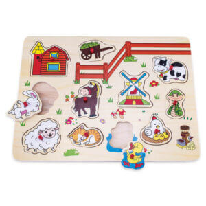 Kids Puzzles - Farm Themed Wooden Peg Puzzle