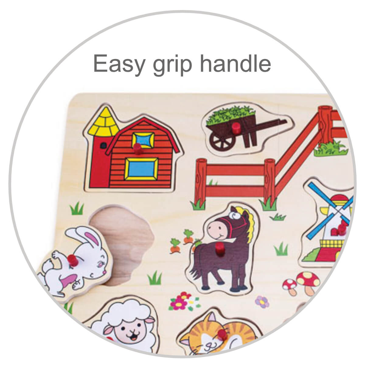 Kids Farm Themed Wooden Peg Puzzle – 11 Piece Educational Toddler Toy - Image 2